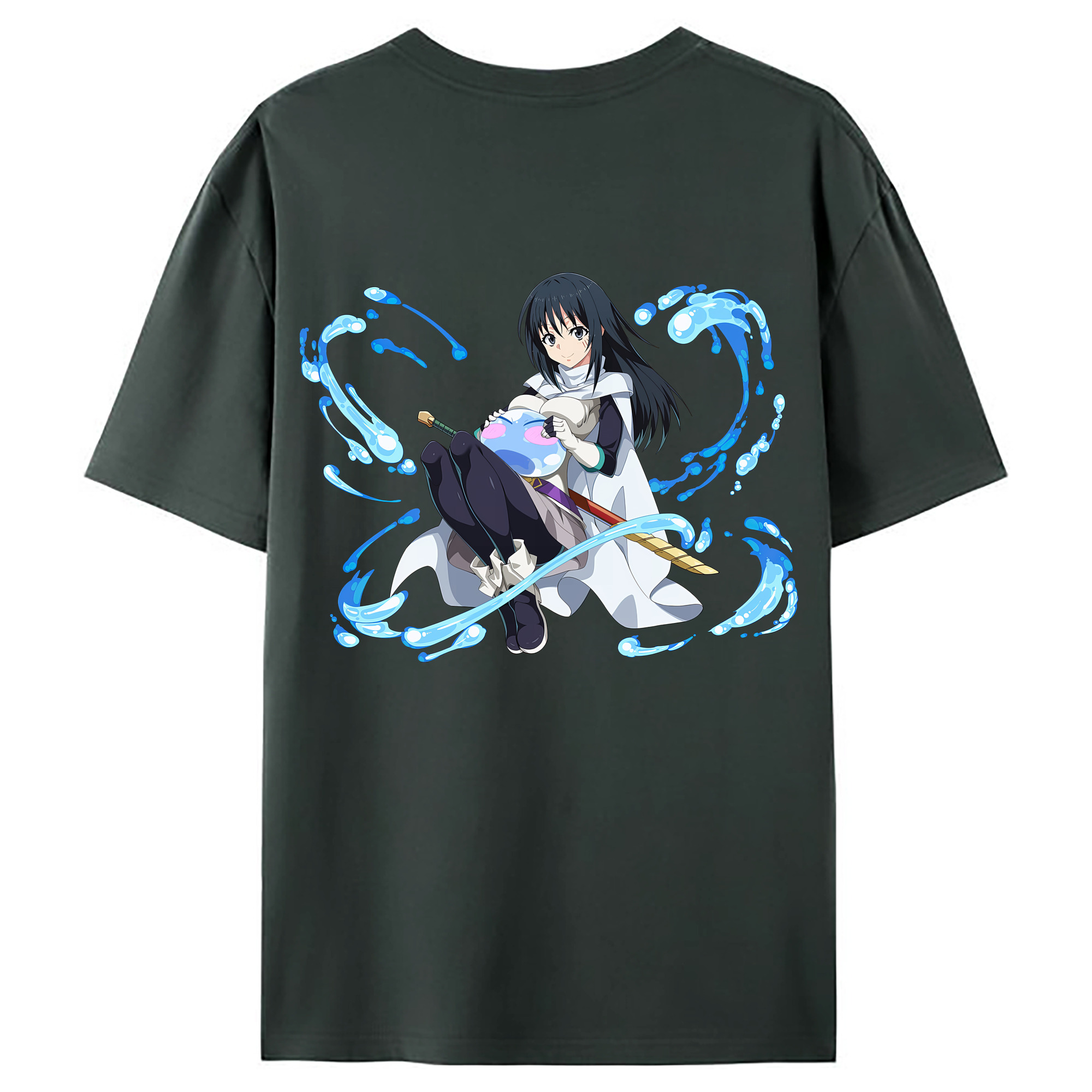 （画像用） 転スラ Regarding Reincarnated to Slime 綿100％ メンズ半袖Tシャツ（バックプリント） 通気性